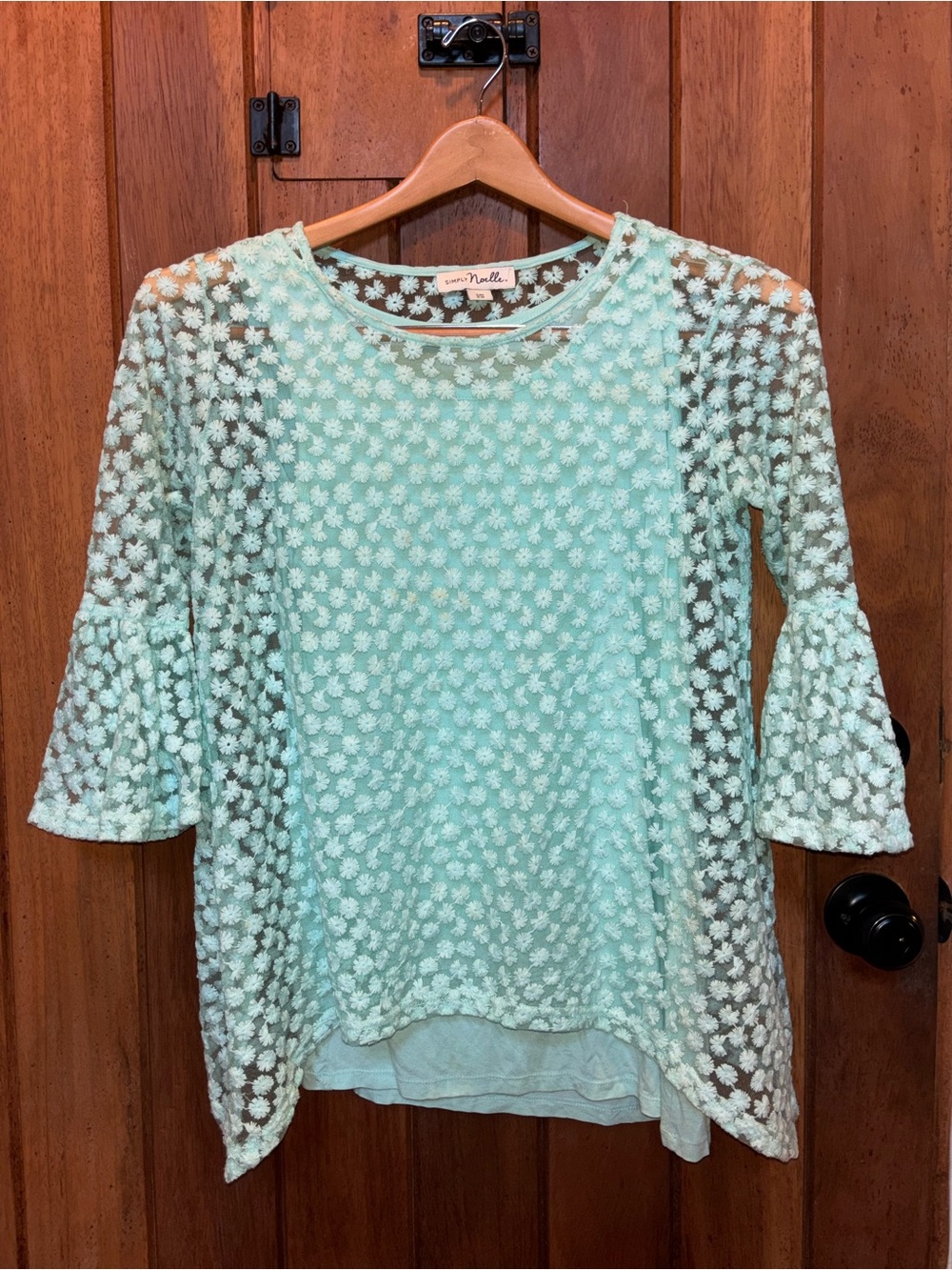 Pretty Mint Lace Overlay Women's Top